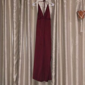 long red satin dress